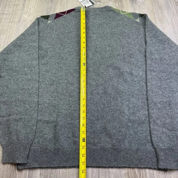 NWT Geoffrey Beene Mens 025/DK Gray Argyle Lambswool Pullover Sweater Size XXL - Picture 9 of 9